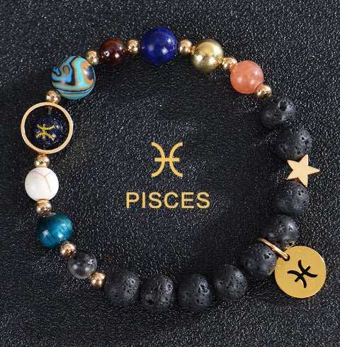 Zodiac Constellation Beaded Bracelets with Frosted Natural Stone - Inside The Bars