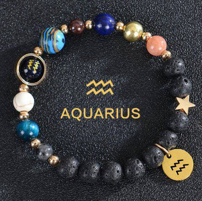 Zodiac Constellation Beaded Bracelets with Frosted Natural Stone - Inside The Bars