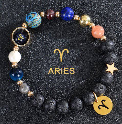 Zodiac Constellation Beaded Bracelets with Frosted Natural Stone - Inside The Bars