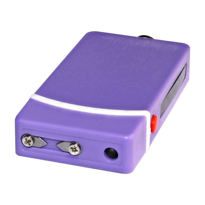 Compact Fang Stun Gun Keychain with Flashlight and Battery Indicator - Purple - Inside The Bars