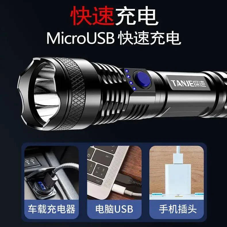 Powerful USB Rechargeable Tactical LED Flashlight with Zoom Function for Camping, Fishing, and Emergency Use - Inside The Bars