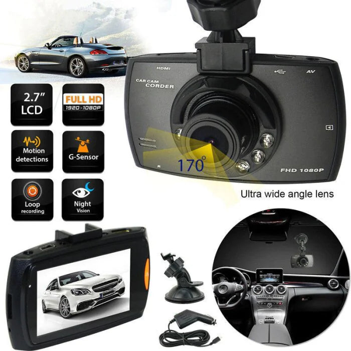 2.7'' Full HD 1080P Dual Lens Dash Cam with Night Vision & G-Sensor