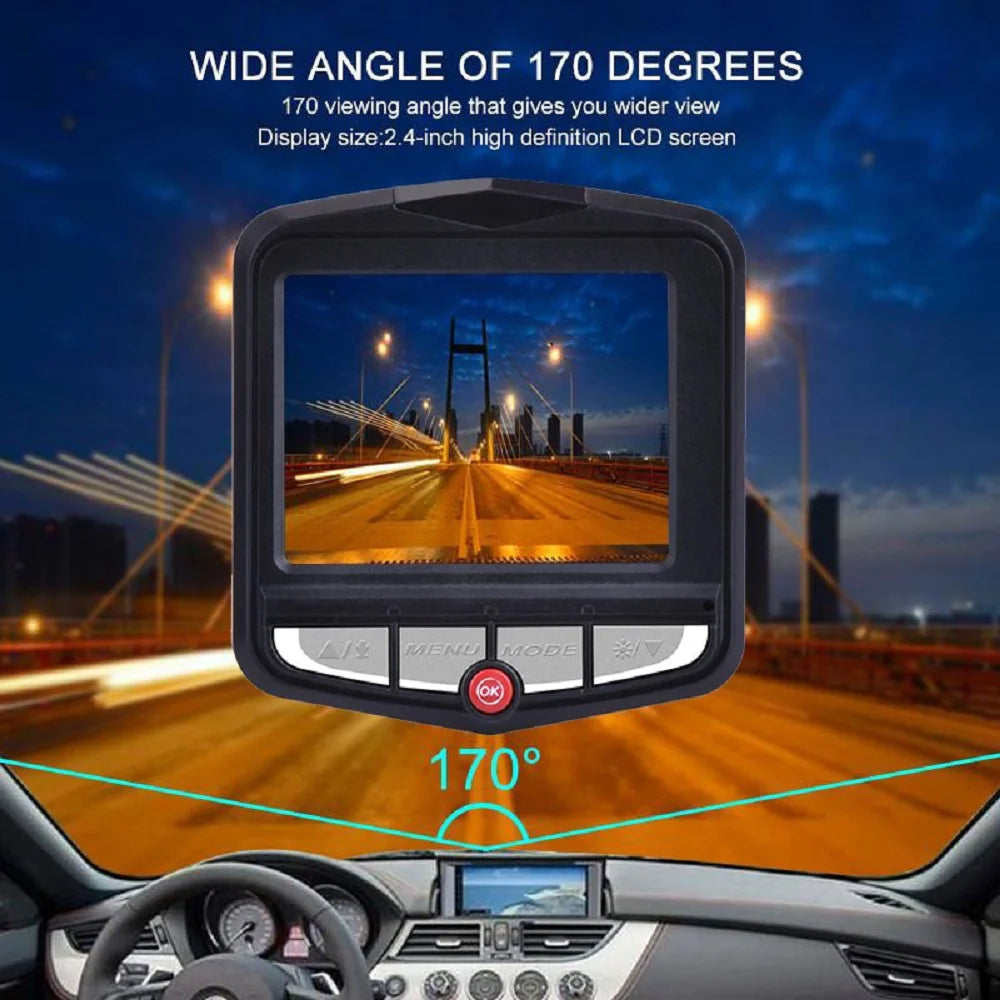 Car DVR Dash Cam 1080P with Night Vision, G-Sensor & 170° Wide Angle 2.4