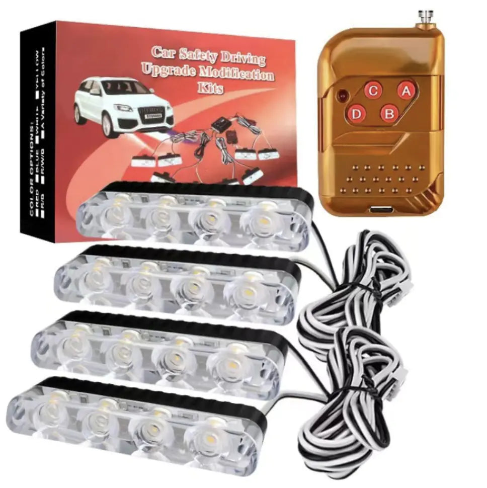 Remote-Controlled 16LED Multi-Function Strobe Light for Enhanced Vehicle Safety