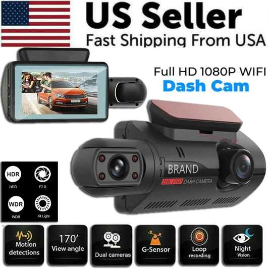 1080P Dual Lens Car DVR Dash Cam Video Recorder G-Sensor Front And Inside Camera - Inside The Bars