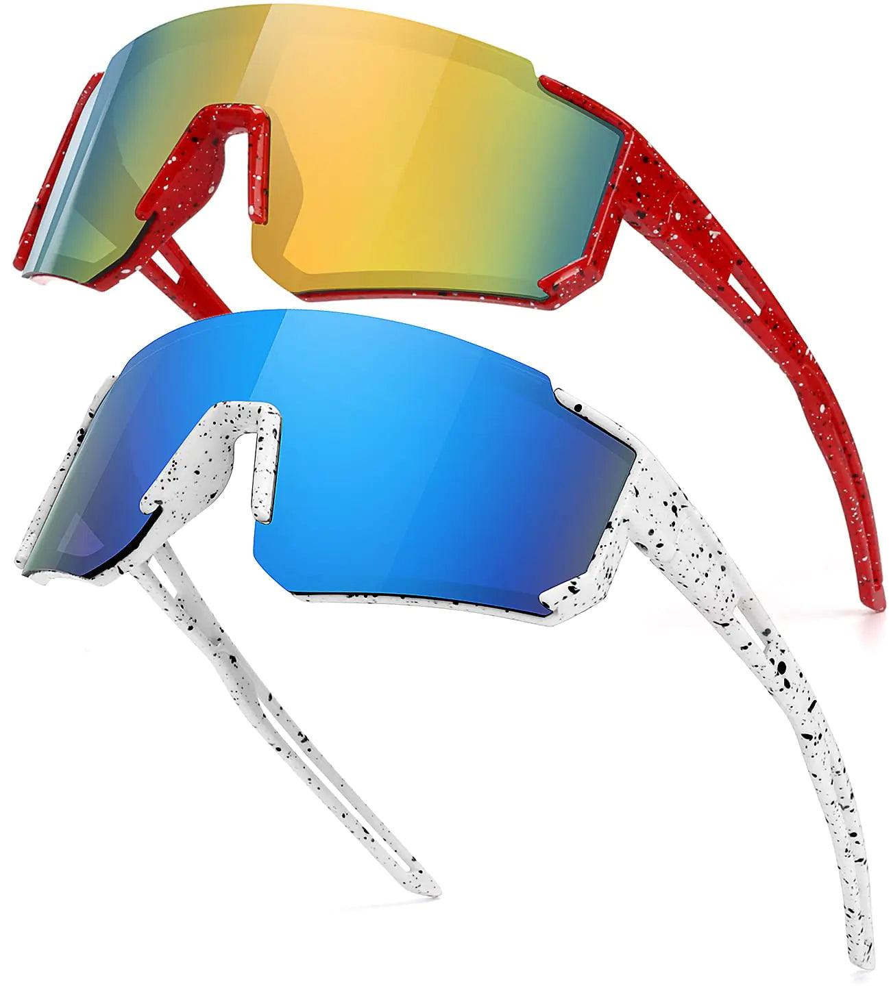 Kids' Active Sunglasses Set: Red/Orange & White/Blue for Sports and Outdoor Activities - Inside The Bars