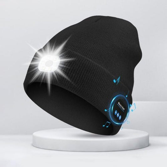 LED Bluetooth Beanie Hat for Outdoor Activities - Unisex, One Size, Black - Inside The Bars