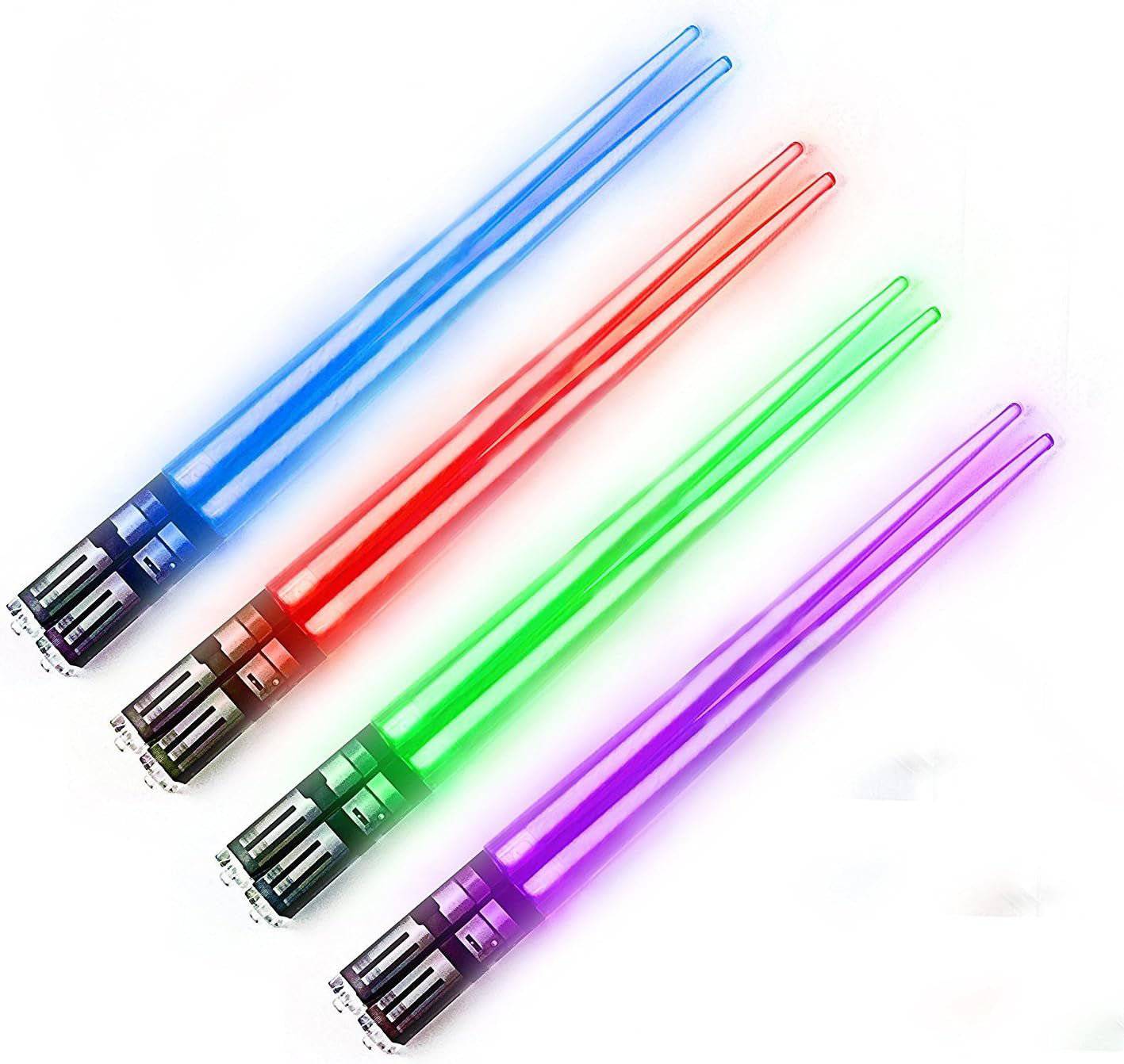 LED Lightsaber Chopsticks - Star Wars Inspired Glowing Sushi Utensils - Reusable Blue Light-Up Chopstick Set - Inside The Bars