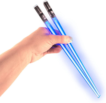 LED Lightsaber Chopsticks - Star Wars Inspired Glowing Sushi Utensils - Reusable Blue Light-Up Chopstick Set - Inside The Bars