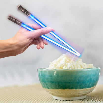 LED Lightsaber Chopsticks - Star Wars Inspired Glowing Sushi Utensils - Reusable Blue Light-Up Chopstick Set - Inside The Bars