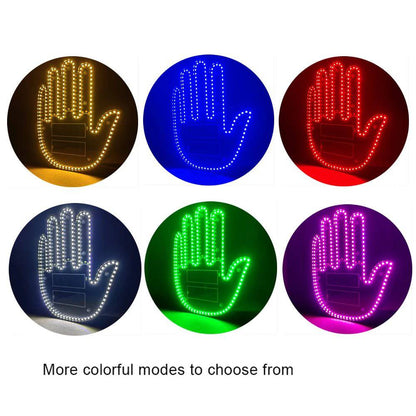 Middle Finger Car Light LED Car Hand LED Car Finger up Give the Love Bird Wave Road Rage Signs Car LED Sticker with Remote - Inside The Bars