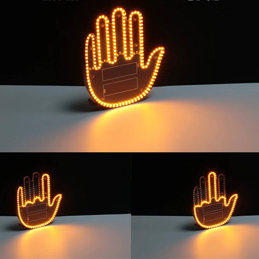 Middle Finger Car Light LED Car Hand LED Car Finger up Give the Love Bird Wave Road Rage Signs Car LED Sticker with Remote - Inside The Bars