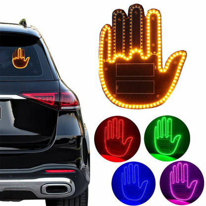 Middle Finger Car Light LED Car Hand LED Car Finger up Give the Love Bird Wave Road Rage Signs Car LED Sticker with Remote - Inside The Bars