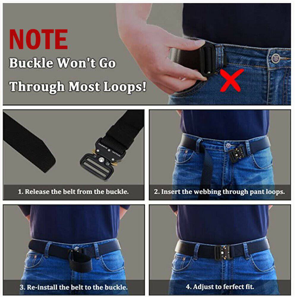 Military Tactical Belt Heavy Duty Security Guard Working Utility Nylon Waistband - Inside The Bars