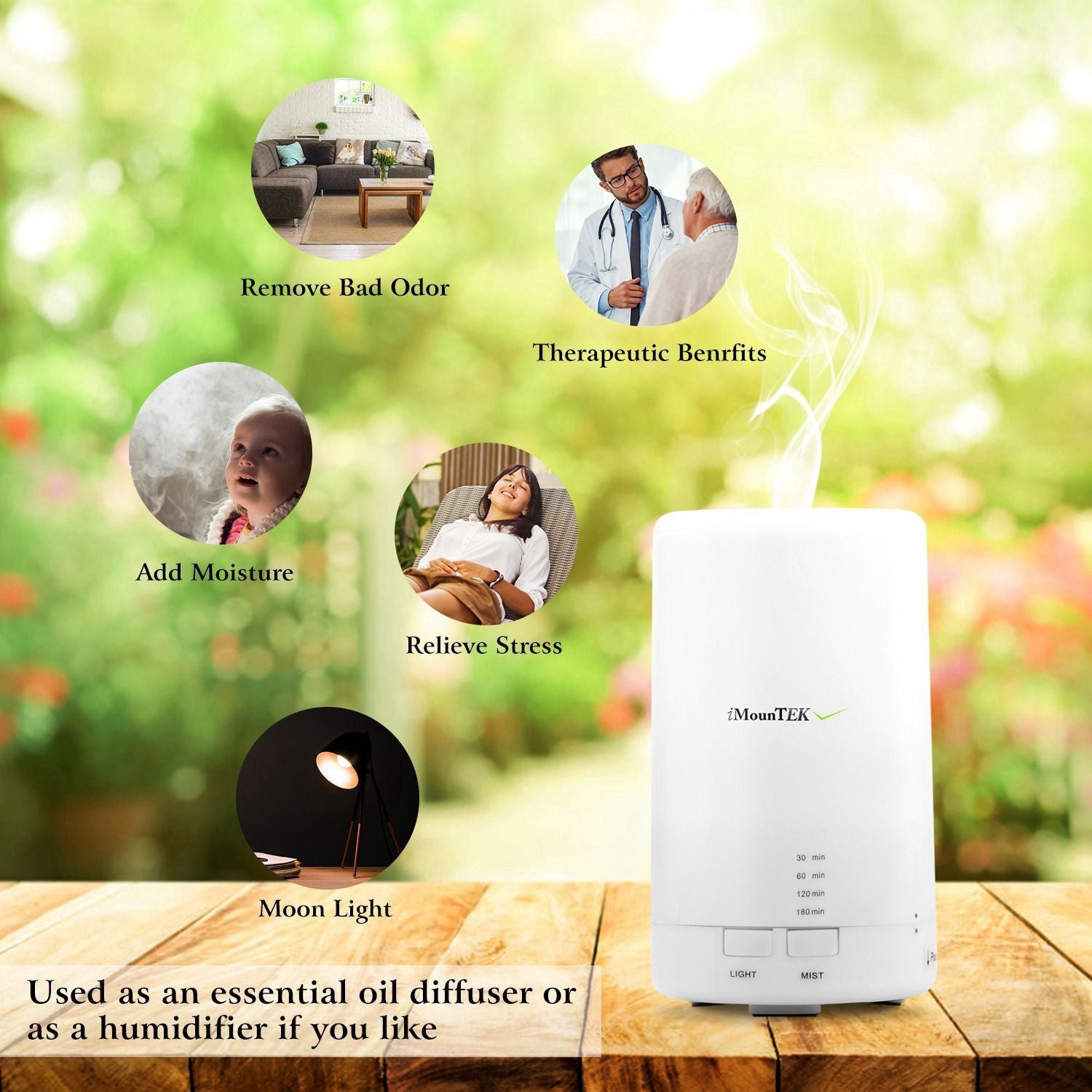 Mini Cool Mist Humidifier Ultrasonic Aroma Diffuser 7 LED Lights - Inside The Bars