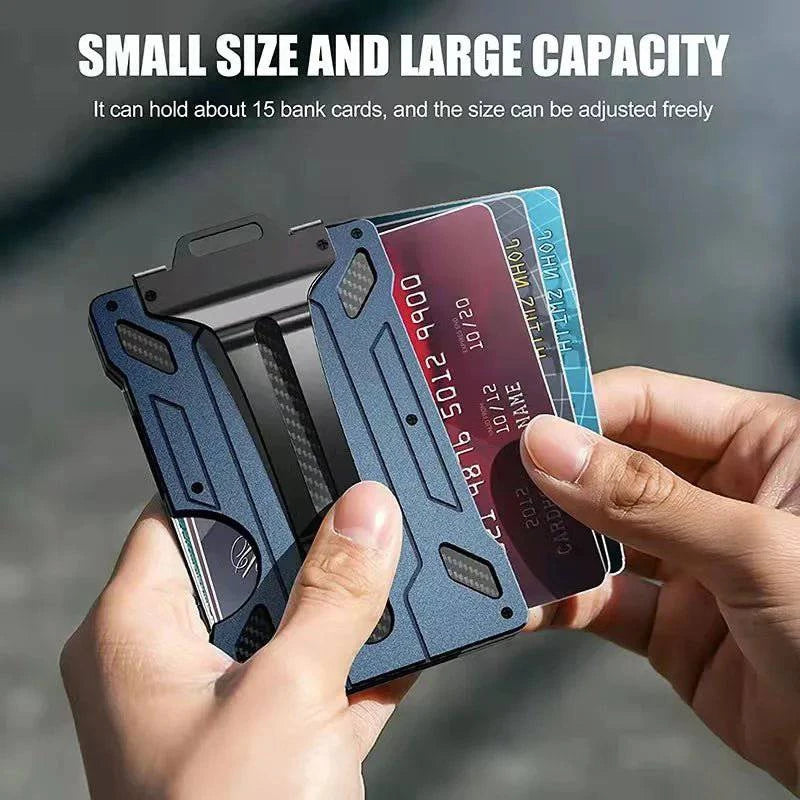 Minimalist Wallet for Men- Slim Aluminum Metal Money Clip with Clear ID Card Holder, RFID Blocking, Ultra-Thin Carbon Fiber - Inside The Bars