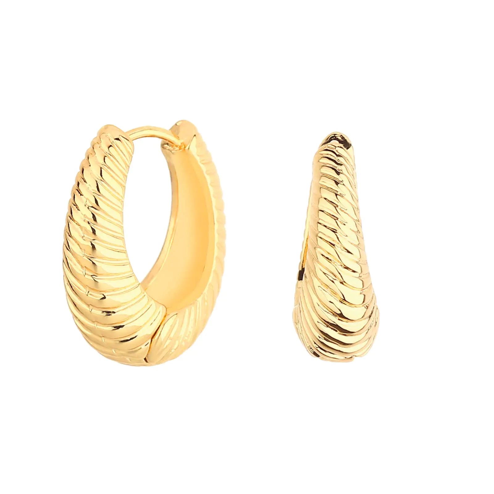 Wgoud 14K Gold Chunky Hoop Earrings Set for Women - Hypoallergenic Thick Huggie and Twist Hoops (6 Pairs)