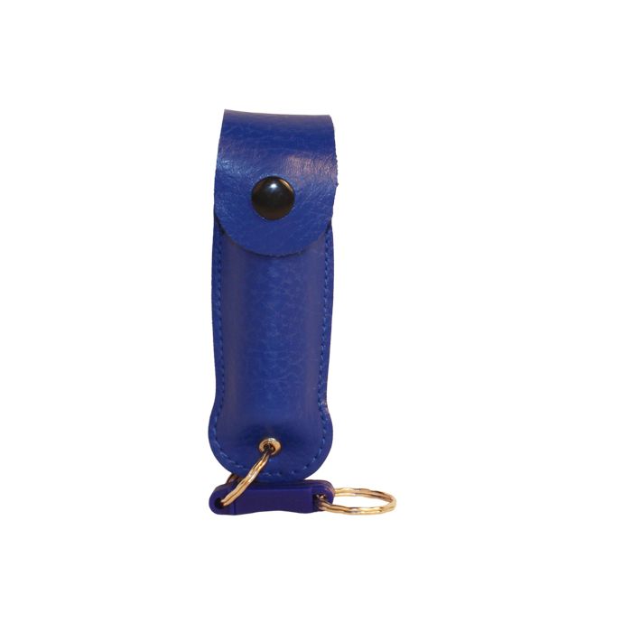 Compact Blue Pepper Spray with Leatherette Holster and Quick Release Keychain - 1/2 oz 1.2% MC - Inside The Bars