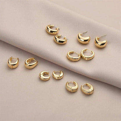 Wgoud 14K Gold Chunky Hoop Earrings Set