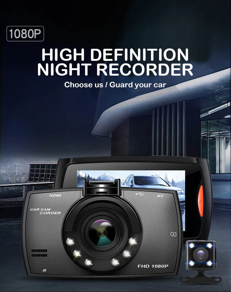 2.7'' Full HD 1080P Dual Lens Dash Cam with Night Vision & G-Sensor