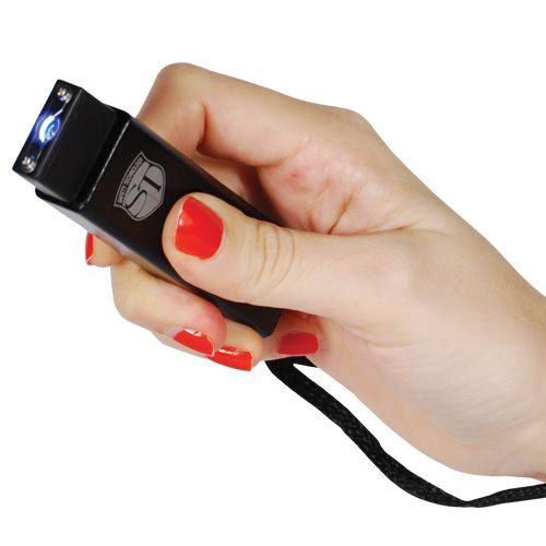 Compact 40 Million Volt Stun Gun Flashlight - SLIDER Self Defense Tool in Black - Inside The Bars