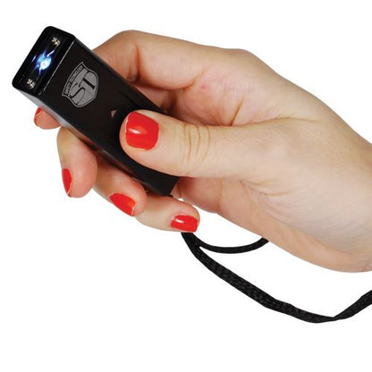 Compact 40 Million Volt Stun Gun Flashlight - SLIDER Self Defense Tool in Black - Inside The Bars