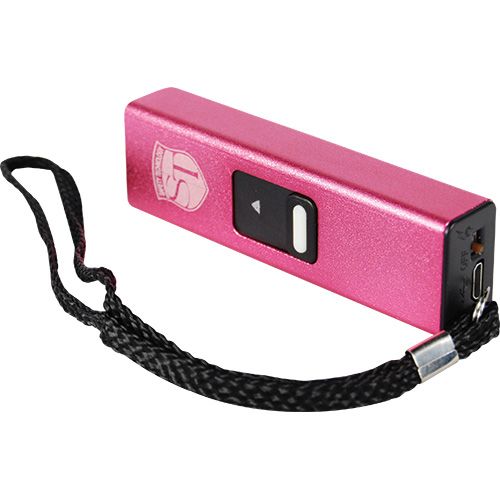 Compact 40 Million Volt Stun Gun Flashlight - Pink & Discreet Design - Inside The Bars