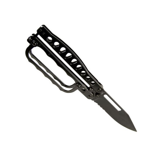 Black Tactical Butterfly Trench Knife with Knuckle Guard - Inside The Bars