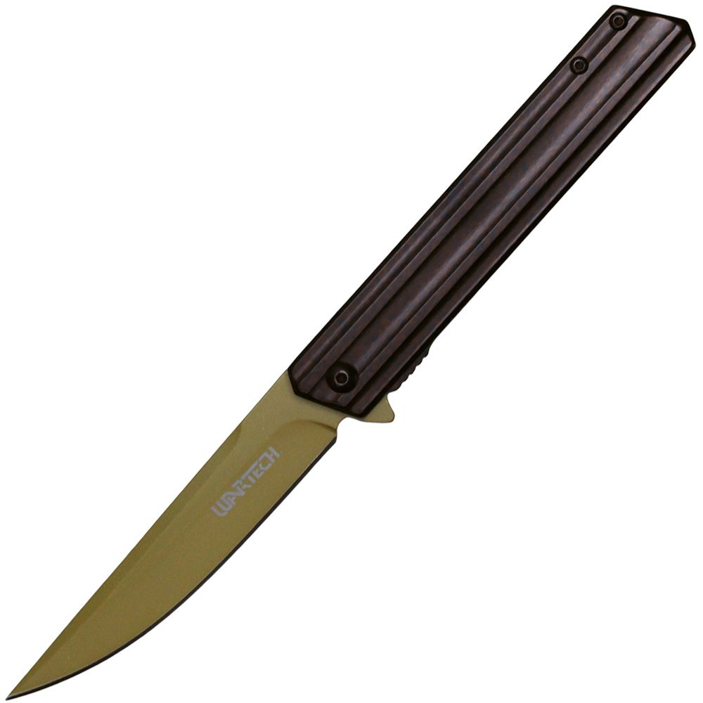 8.5" Black and Gold Folding Assisted Open Pocket Knife - Inside The Bars