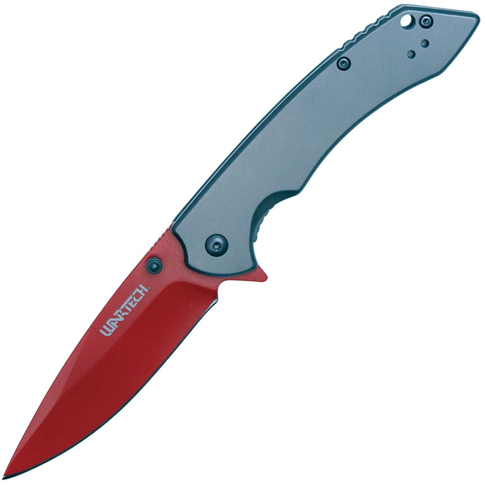 Assisted Open Folding Pocket Knife with Grey Handle and Green Blade - Inside The Bars