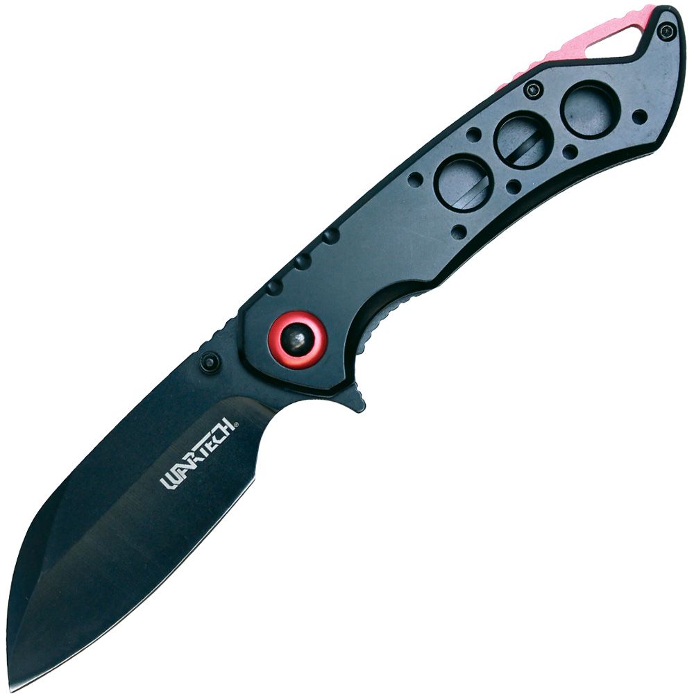 Black and Red Assisted Opening Folding Pocket Knife - Inside The Bars