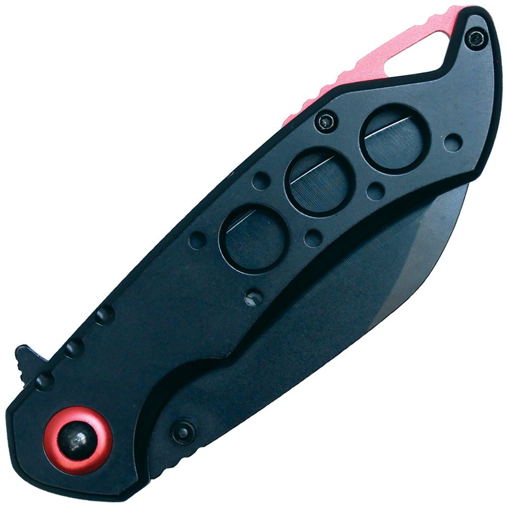 Black and Red Assisted Opening Folding Pocket Knife - Inside The Bars