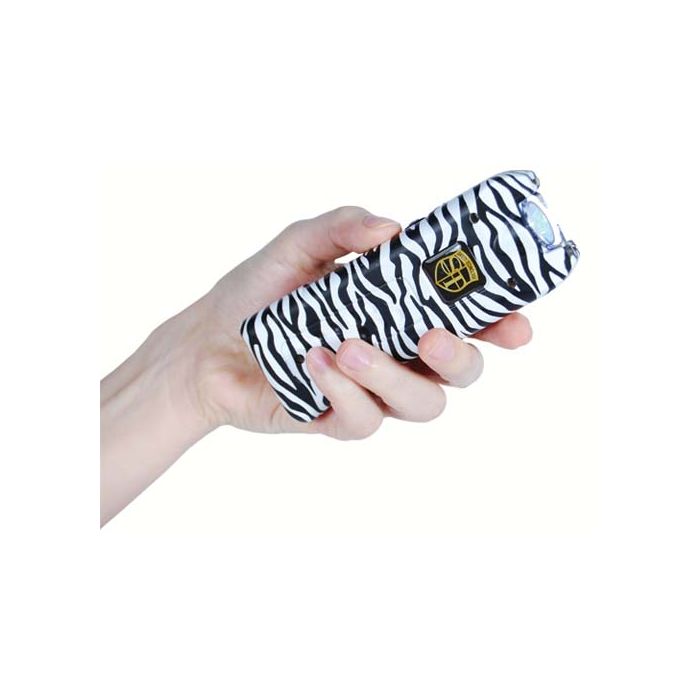 Zebra Print 80 Million Volt MultiGuard Stun Gun with Alarm and Flashlight - Inside The Bars