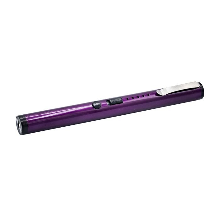 Ultra-Compact 40 Million Volt Stun Gun Pen with Flashlight and Battery Meter - Purple - Inside The Bars