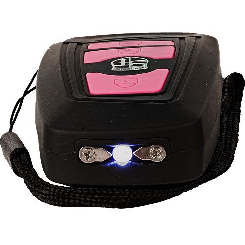 Compact 27 Million Volt Pink Stun Gun with Alarm and LED Light