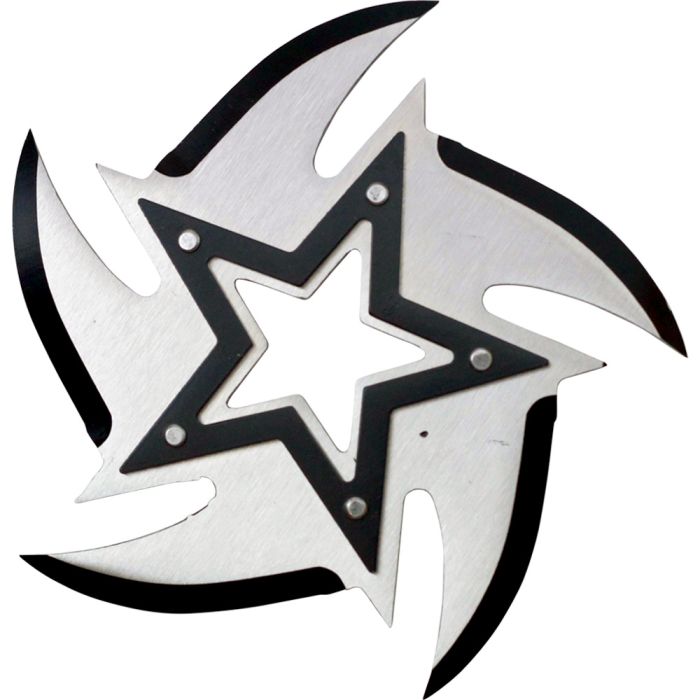 4-Inch Chrome 5-Point Stainless Steel Ninja Star with Black Center