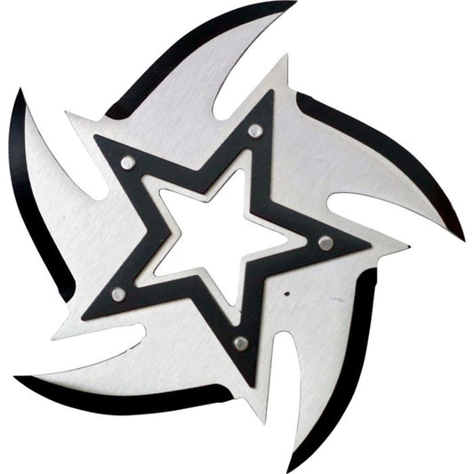 4-Inch Chrome 5-Point Stainless Steel Ninja Star with Black Center