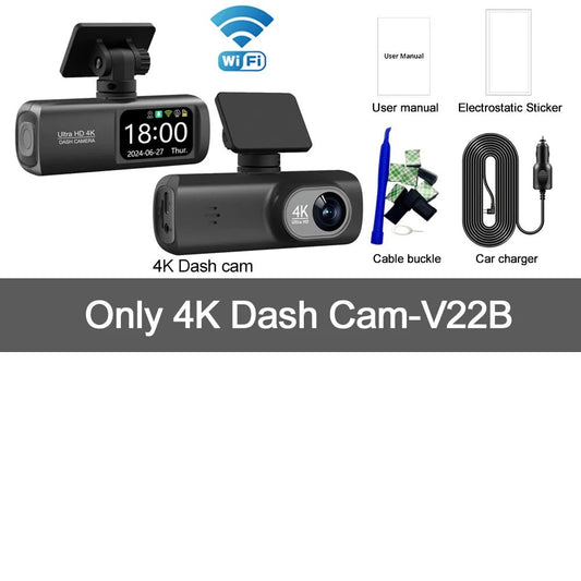 UHD 4K Dual Lens Dash Cam with 1080P Rear Camera, Built-In WiFi, GPS, and 24-Hour Parking Monitoring - Inside The Bars