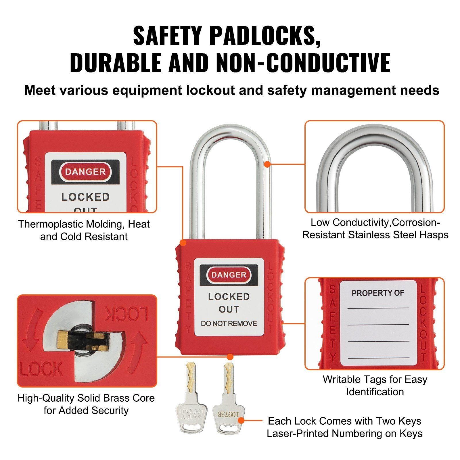 VEVOR Lockout Tagout Locks Set 10 PCS OSHA Compliant Padlocks - Inside The Bars