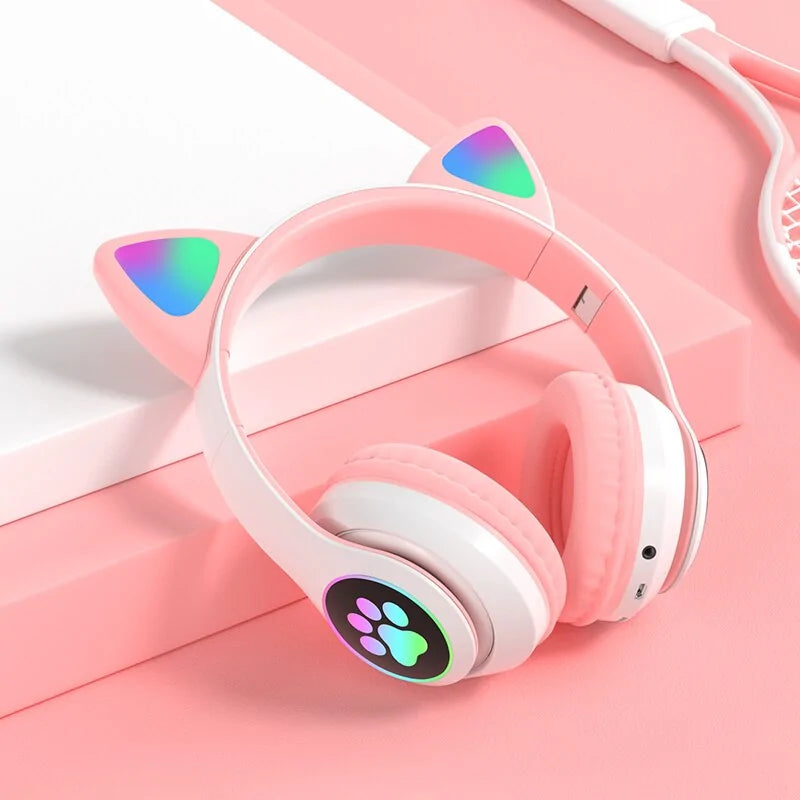 Wireless LED Cat Ear Headphones with Noise Isolation and TF Card Compatibility - Inside The Bars