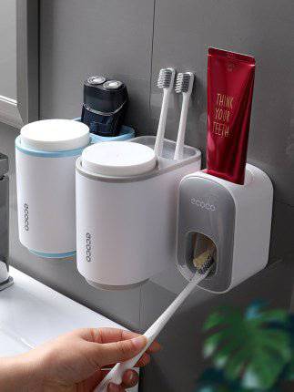 Wall Mounted Automatic Toothpaste Holder Bathroom Accessories Set Dispenser - Inside The Bars