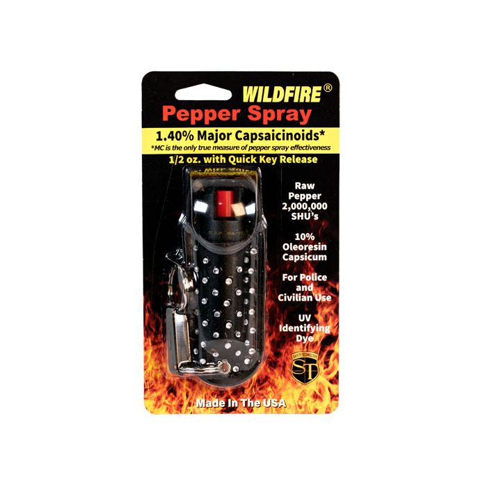 WildFire 1.4% MC 1/2 oz Black Halo Rhinestone Pepper Spray Holster