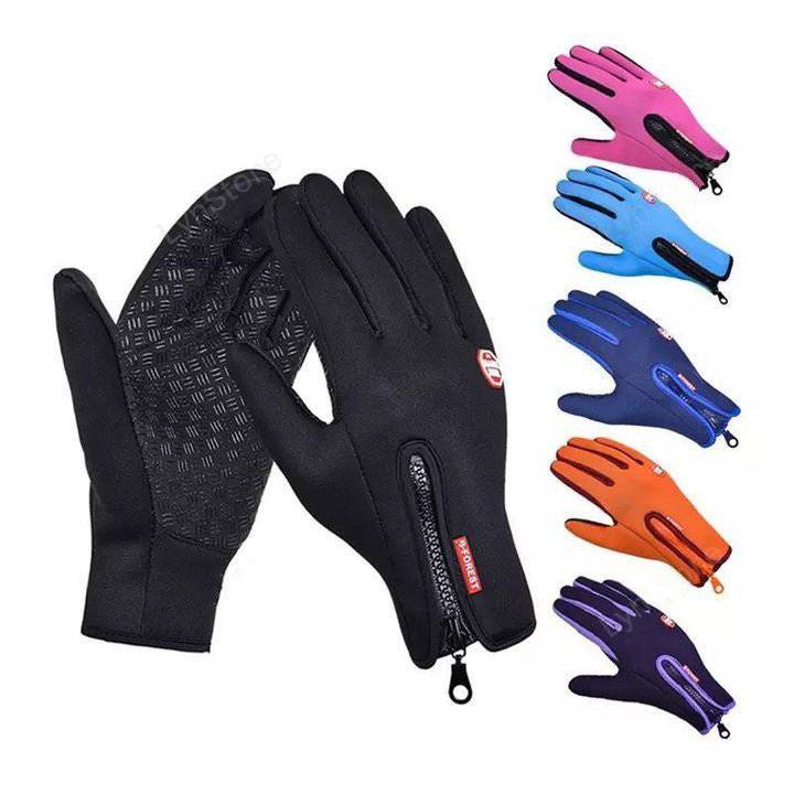 Winter Gloves Touch Screen Riding Motorcycle Sliding Waterproof Sports Gloves With Fleece - Inside The Bars