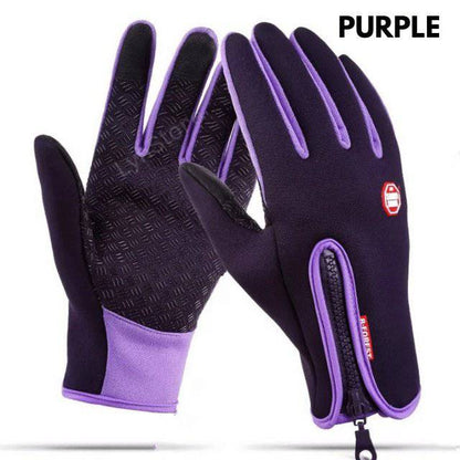 Winter Gloves Touch Screen Riding Motorcycle Sliding Waterproof Sports Gloves With Fleece - Inside The Bars