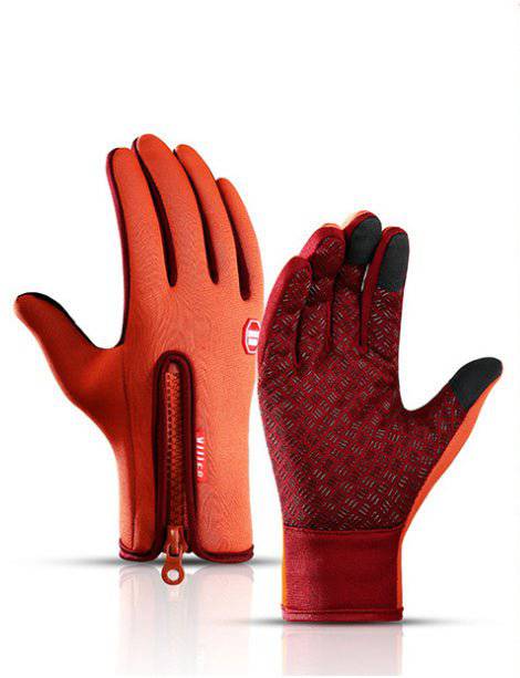 Winter Gloves Touch Screen Riding Motorcycle Sliding Waterproof Sports Gloves With Fleece - Inside The Bars