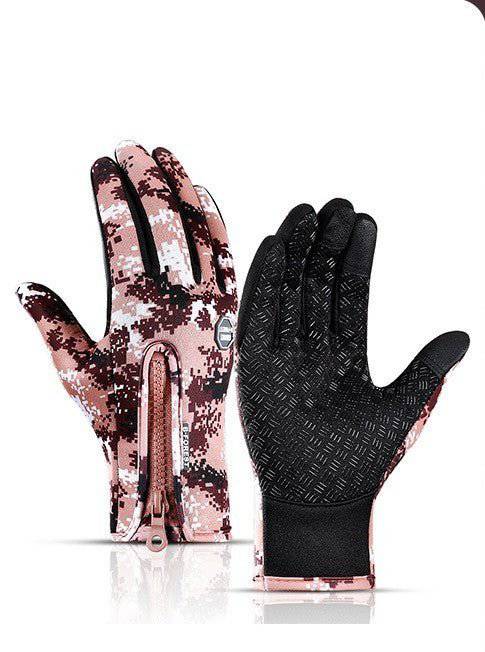 Winter Gloves Touch Screen Riding Motorcycle Sliding Waterproof Sports Gloves With Fleece - Inside The Bars