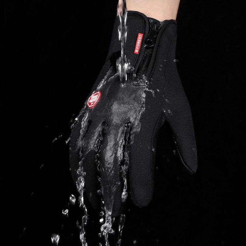 Winter Gloves Touch Screen Riding Motorcycle Sliding Waterproof Sports Gloves With Fleece - Inside The Bars