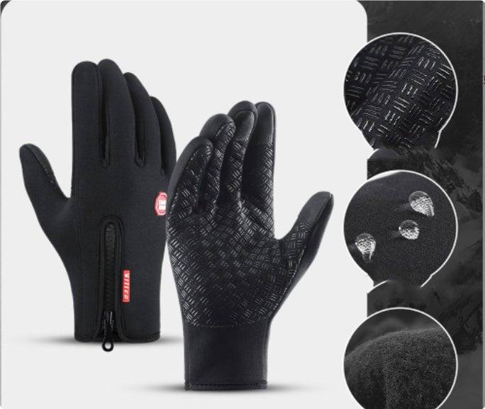 Winter Gloves Touch Screen Riding Motorcycle Sliding Waterproof Sports Gloves With Fleece - Inside The Bars