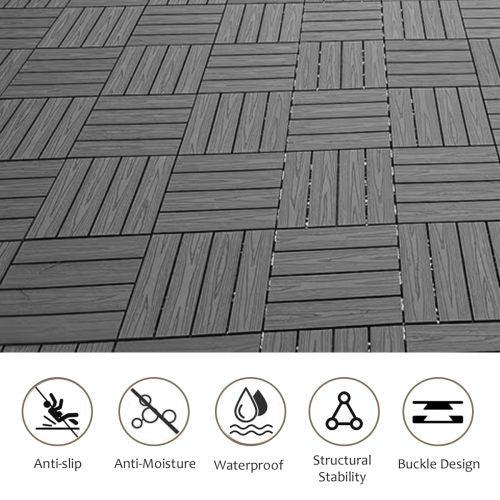 Wood Plastic Composite Deck Tiles Set of 20pcs 12x12in - Inside The Bars